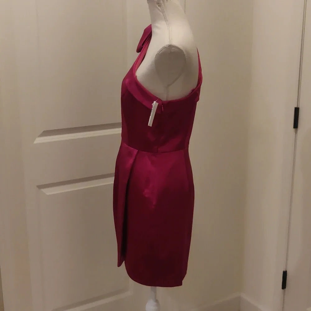 New!Aidan by Aidan Mattox Satin Bow One-Shoulder Mini Dress Y2K Cottagecore Retr - Picture 6 of 16